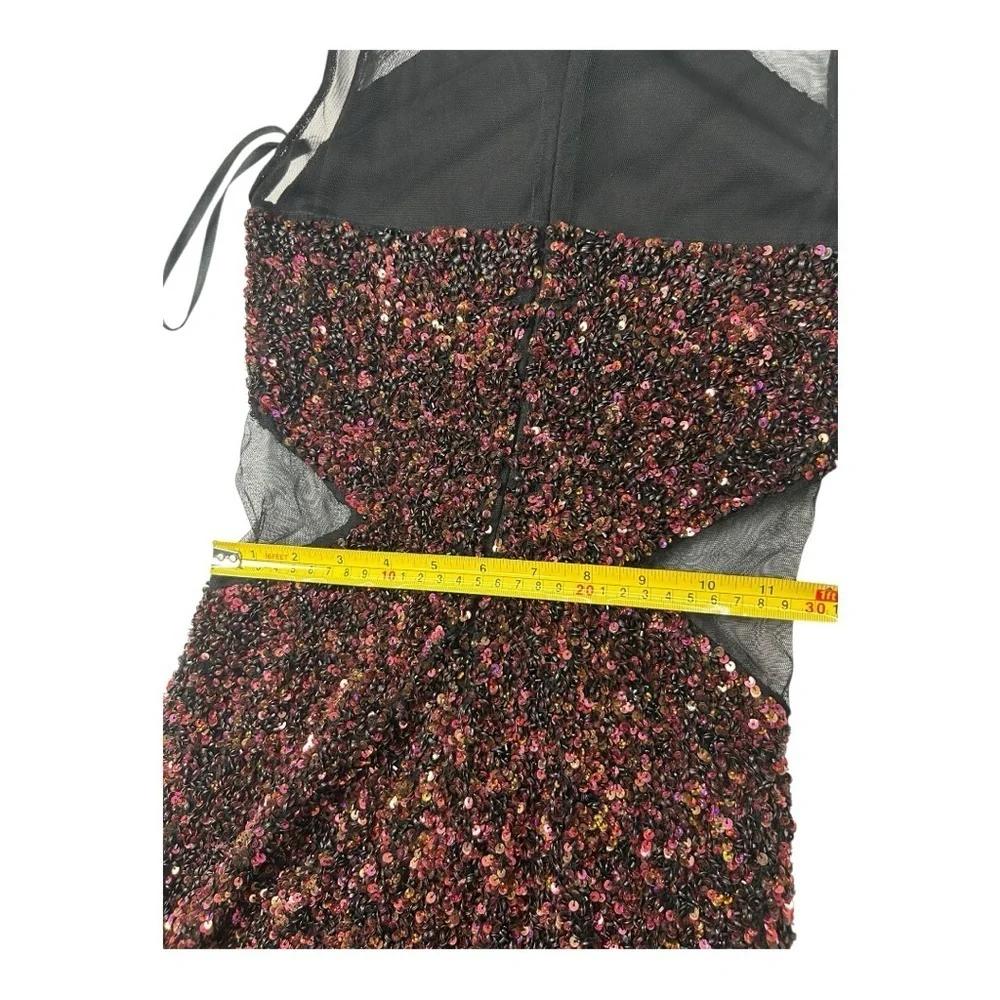 Parker Women’s Burgundy and Black Stretchy Sequin Mini Dress Size 2 new no tags - Picture 9 of 15